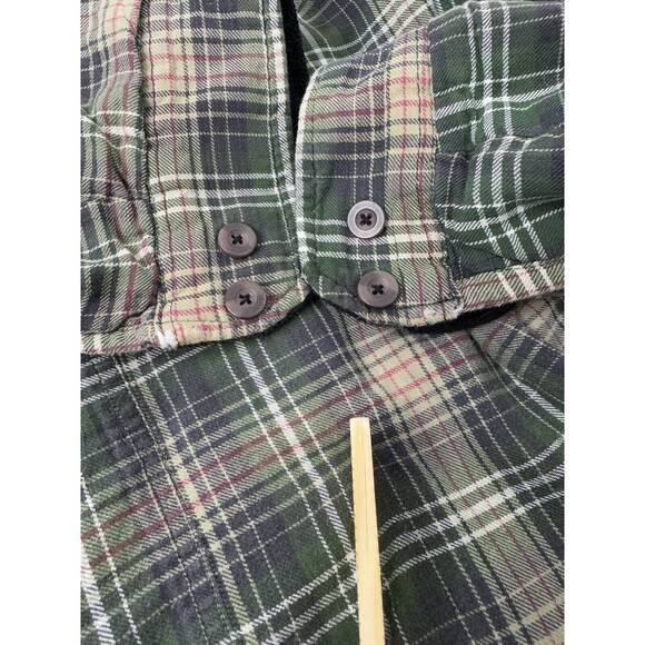 Burrylane Flannel Shirt Jacket Tan Green Fleece Lined Button Down Mens Size XL - Picture 10 of 14